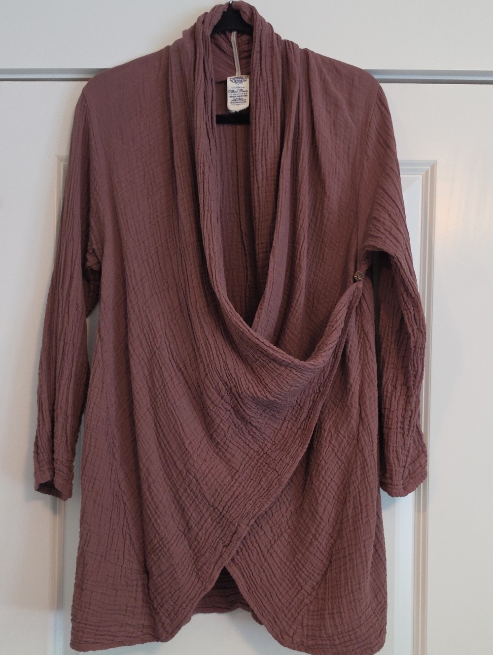 Cotton Flower Lotus Wrap Mauve Draped Open-Front Women's One Size
